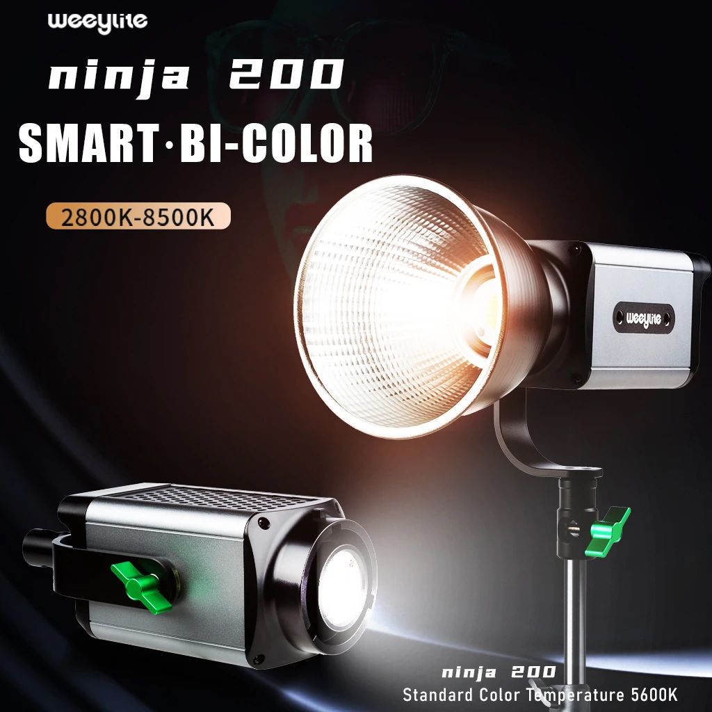 Weeylite Ninja 200 Portable Bi-color COB Led Light Functional and Smart Control + Bowens Mount 