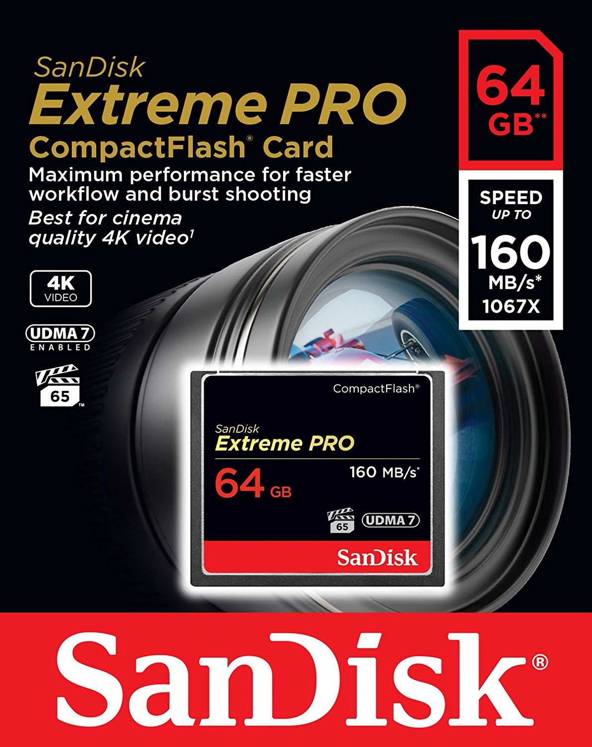 SanDisk 64GB Extreme Pro Compact Flash Memory Card(SDCFXPS-064G-X46)