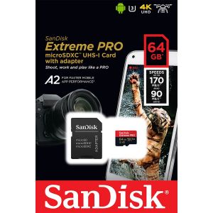 Sandisk 64GB Extreme Pro microSDXC U3 V30 A2(SDSQXCY-064G-GN6MA) 