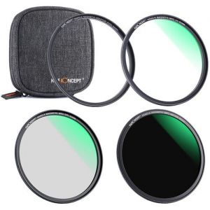 K&F Concept 58mm Magnetic UV, Circular Polarizer & ND1000 Waterproof,Scratch-Resistant,Anti-reflection Filter Kit With Case