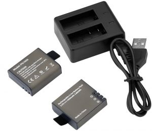 Akaso 2x Batteries with USB Dual Charger for EK7000, EK7000 Pro 1050mAh