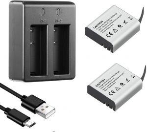 Akaso 2x Batteries with USB Dual Charger for V50X