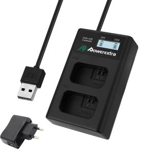 Powerextra DS-FW50 Dual Battery Charger with USB AC/DC Power Adapter and LCD Display for Sony NP-FW50 Battery 