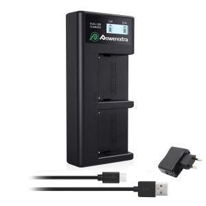 Powerextra DS-F970 Dual Battery Charger with USB AC/DC Power Adapter and LCD Display for Sony NP-F550, NP-F750, NP-F970 Battery 