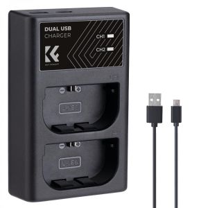 K&F Concept LP-E6NH Dual Slot Battery Fast Charger, Compatible with Canon LP-E6/LP-E6N/LP-E6NH (KF28.0007)