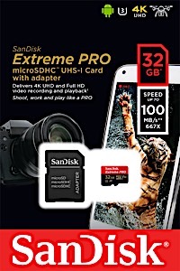 SanDisk 32GB Extreme Pro UHS-I microSDHC Memory Card with SD Adapter(SDSQXCG-032G-GN6MA) 